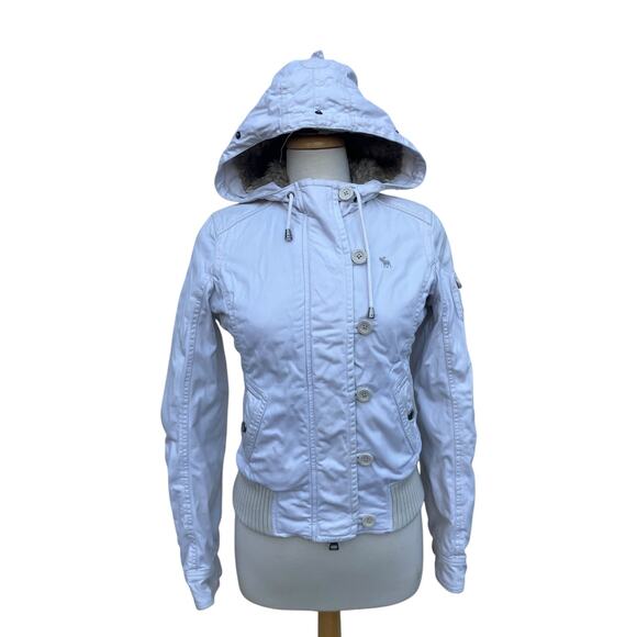 Abercrombie & Fitch Jackets & Blazers - VTG Y2K Abercrombie and Fitch Coat Jacket Sz Sm White Faux Fur Lined Chunky
